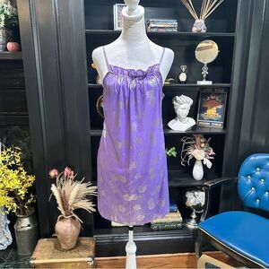 Happie Purple Silver Rose Floral Nightgown Size Large